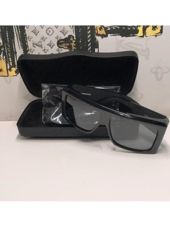 New Authentic Balenciaga BB0002S 003 Grey/Silver Mirror Shield Sunglasses main image 5